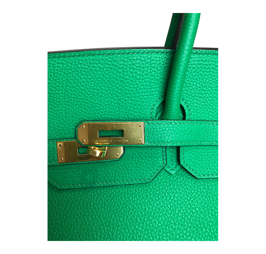 Hermes Birkin 35 Bamboo Green Togo GHW Bag Crowned Bag