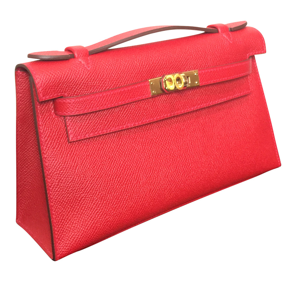 Hermès Kelly Pochette Mini Rouge Casaque Epsom GHW Bag Crowned Bag