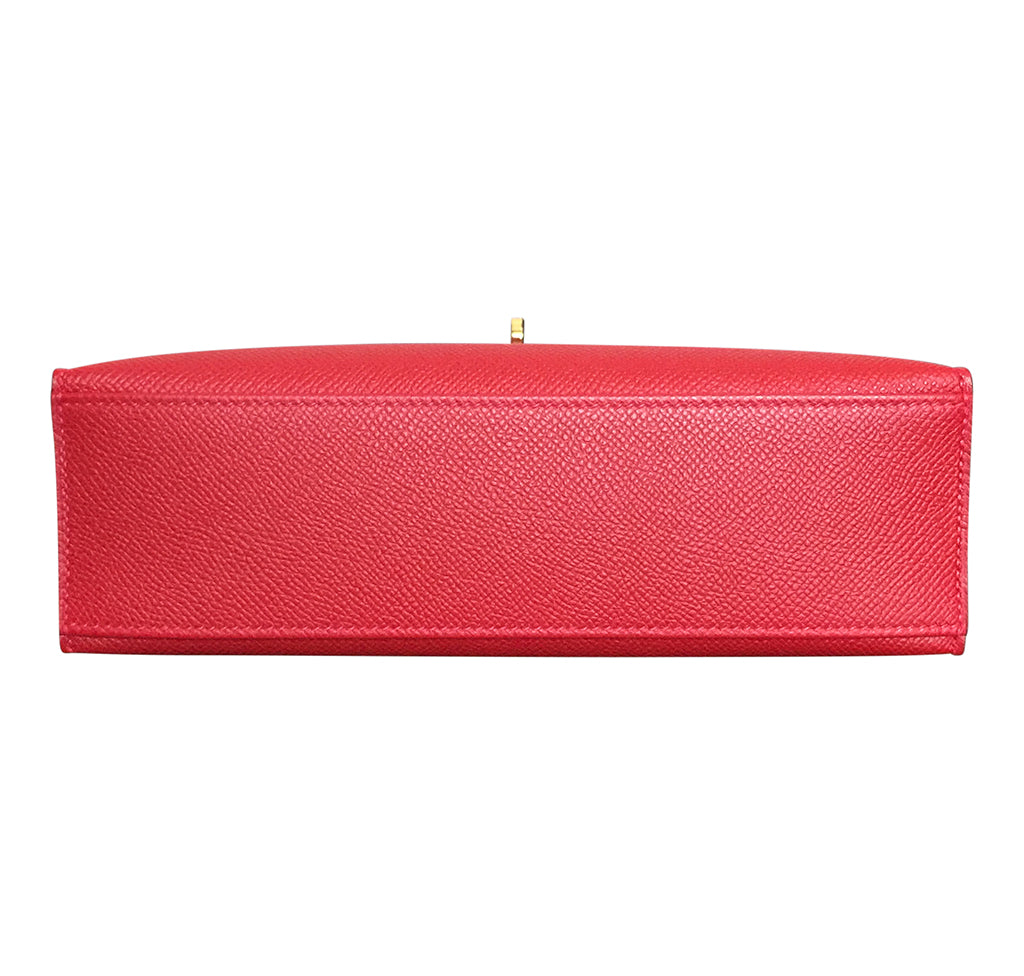 Hermès Kelly Pochette Mini Rouge Casaque Epsom GHW Bag Crowned Bag