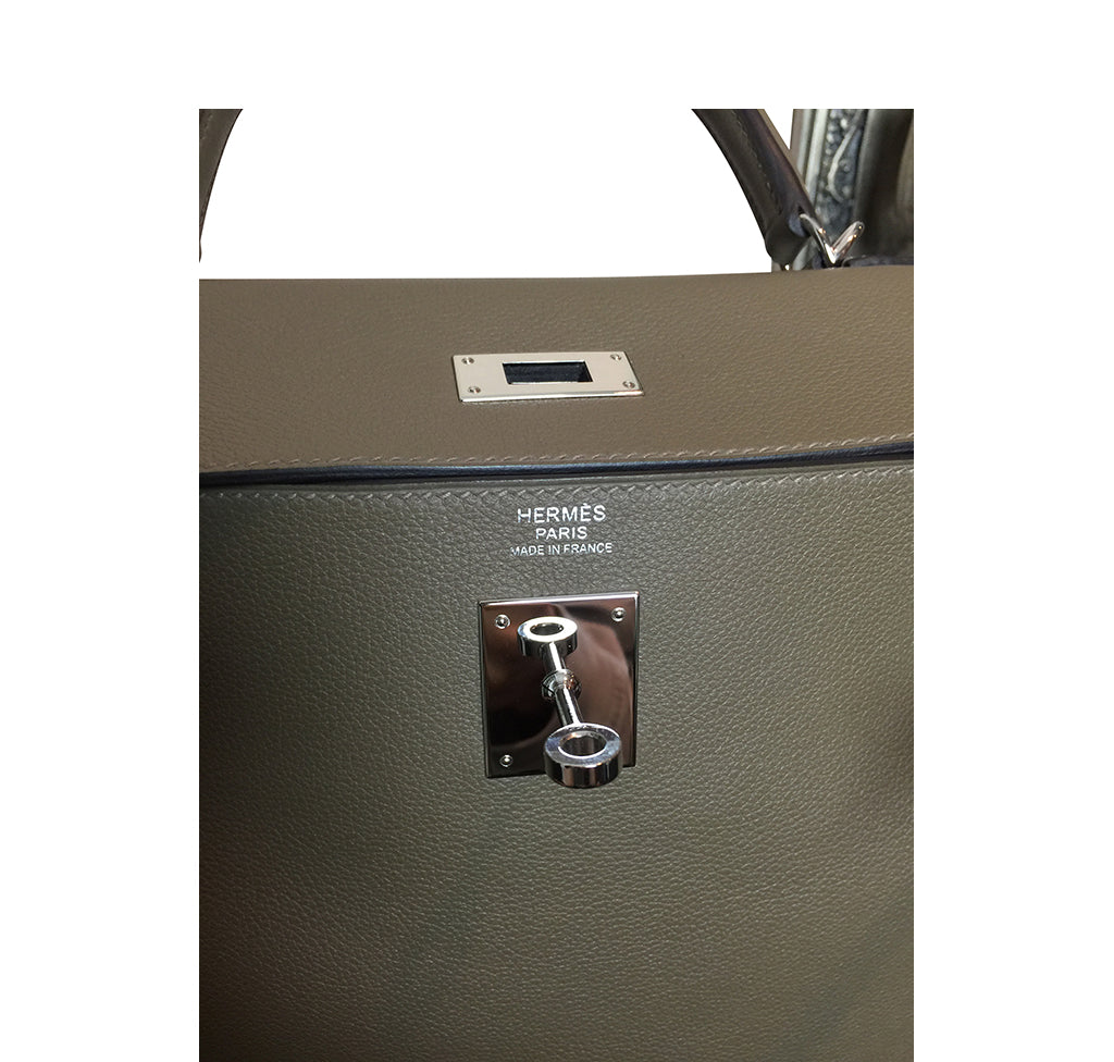 Hermès Kelly Retourne 32 Veau Evercolor Origan PHW Bag Crowned Bag