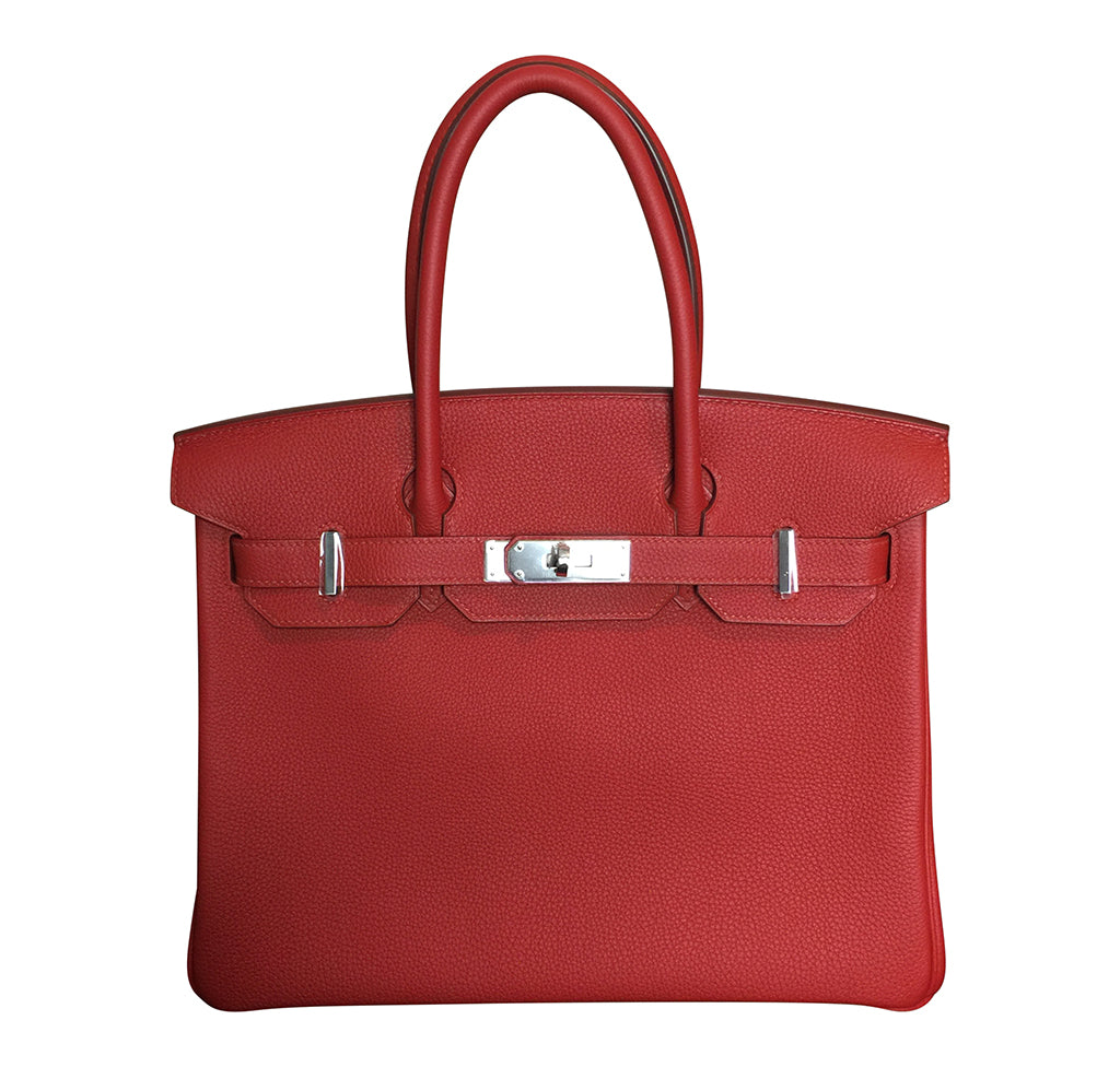 Hermès Birkin 30 Vermilion Veau Togo Bag PHW Crowned Bag