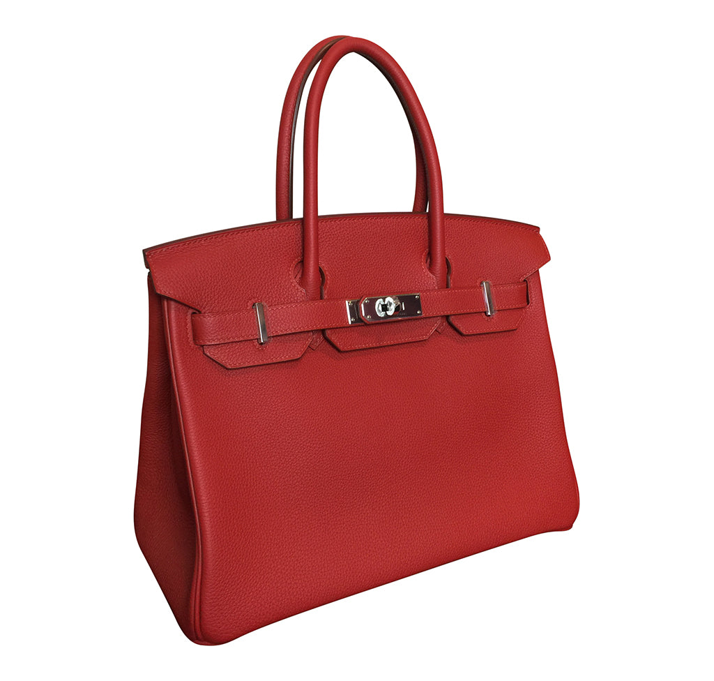 Hermès Birkin 30 Vermilion Veau Togo Bag PHW Crowned Bag