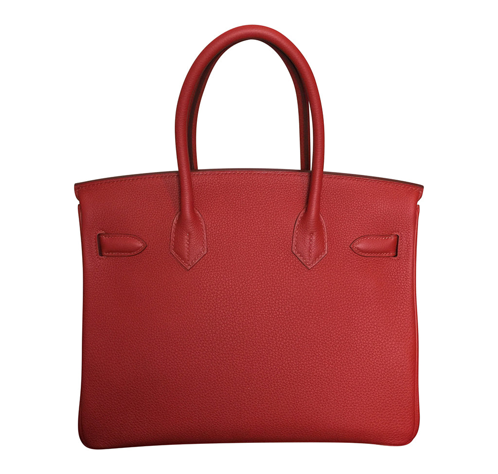 Hermès Birkin 30 Vermilion Veau Togo Bag PHW Crowned Bag
