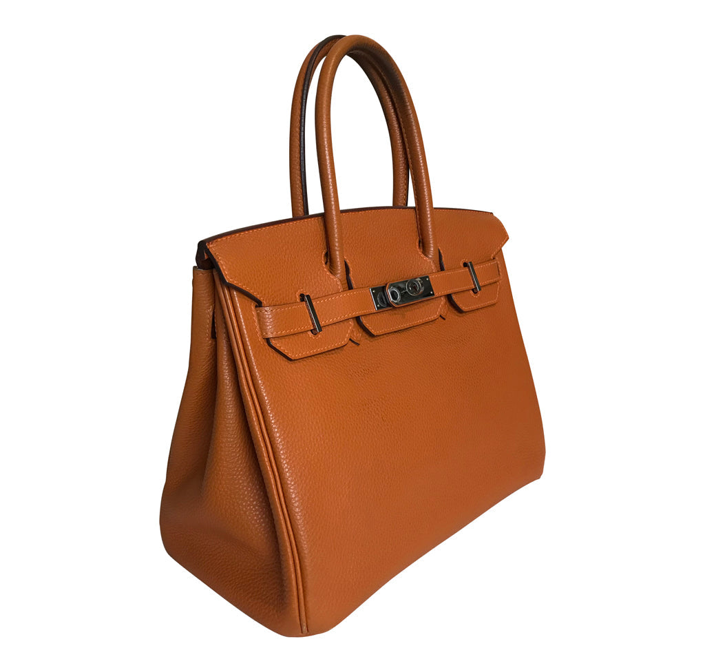 Hermès Birkin 30 Potiron Orange Togo PHW Crowned Bag