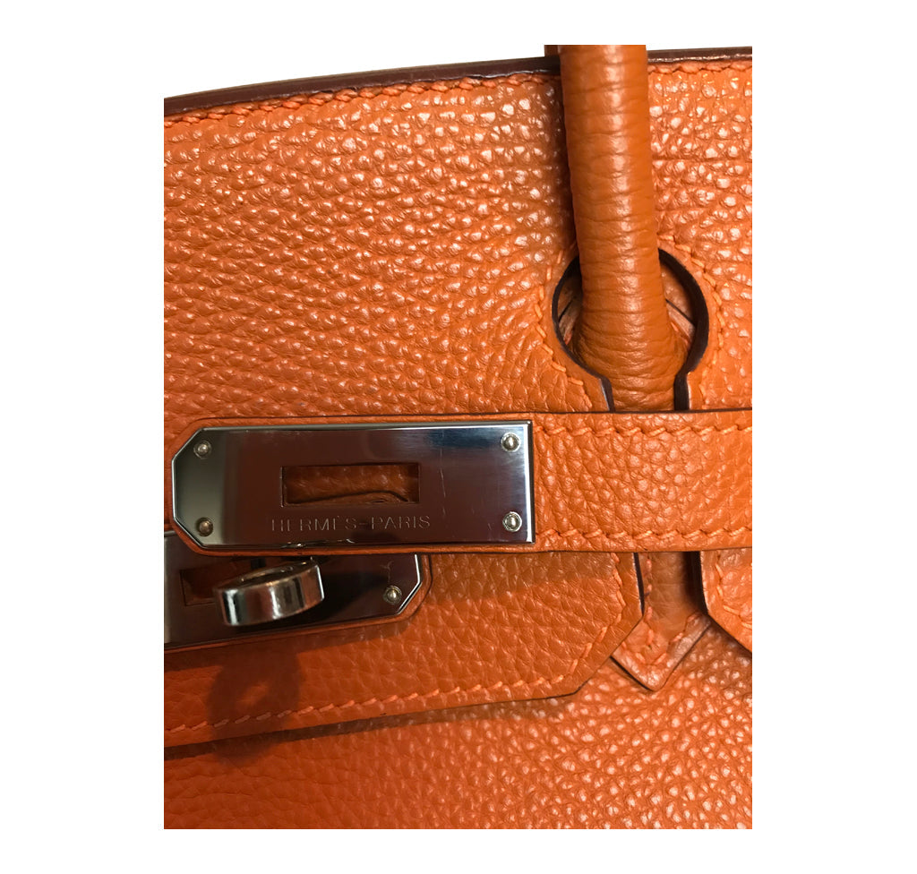 Hermès Birkin 30 Potiron Orange Togo PHW Crowned Bag
