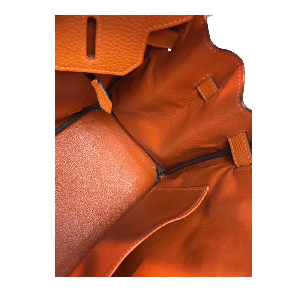 Hermès Birkin 30 Potiron Orange Togo PHW Crowned Bag
