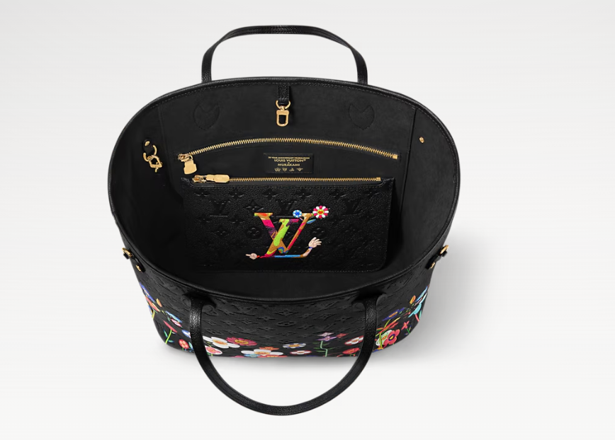Louis Vuitton x Takashi Murakami Neverfull MM Black Multicolor Empreinte Leather M13675
