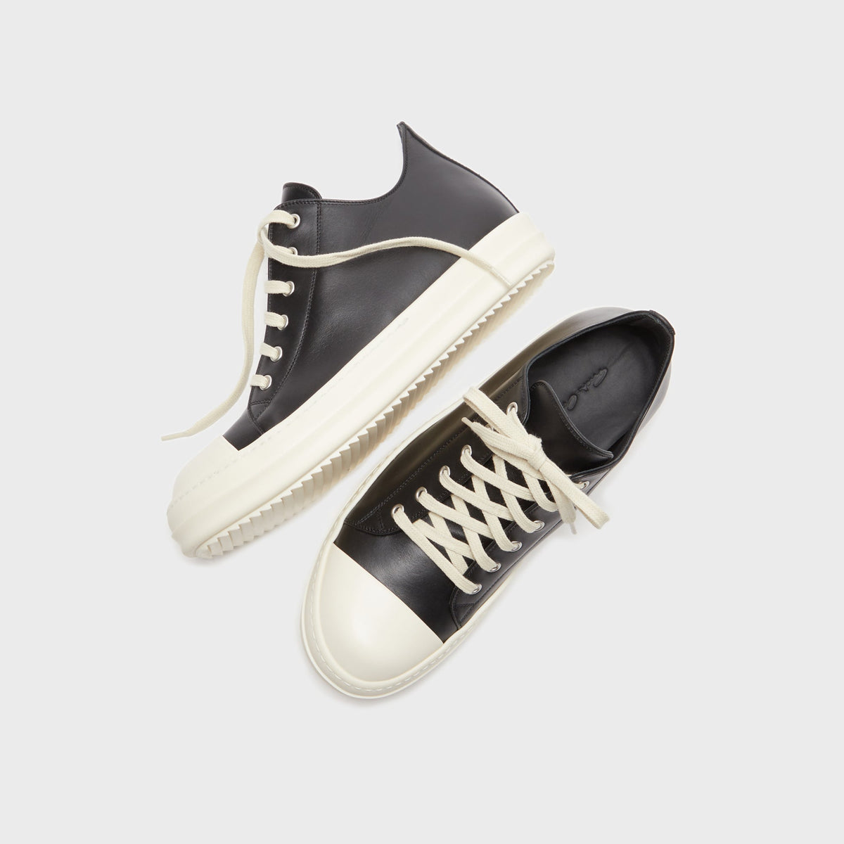 Rick Owens Scarpe Pelle Low Sneakers - Black / Milk / Milk Rick Owens