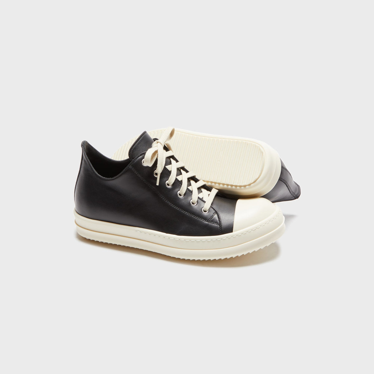 Rick Owens Scarpe Pelle Low Sneakers - Black / Milk / Milk Rick Owens