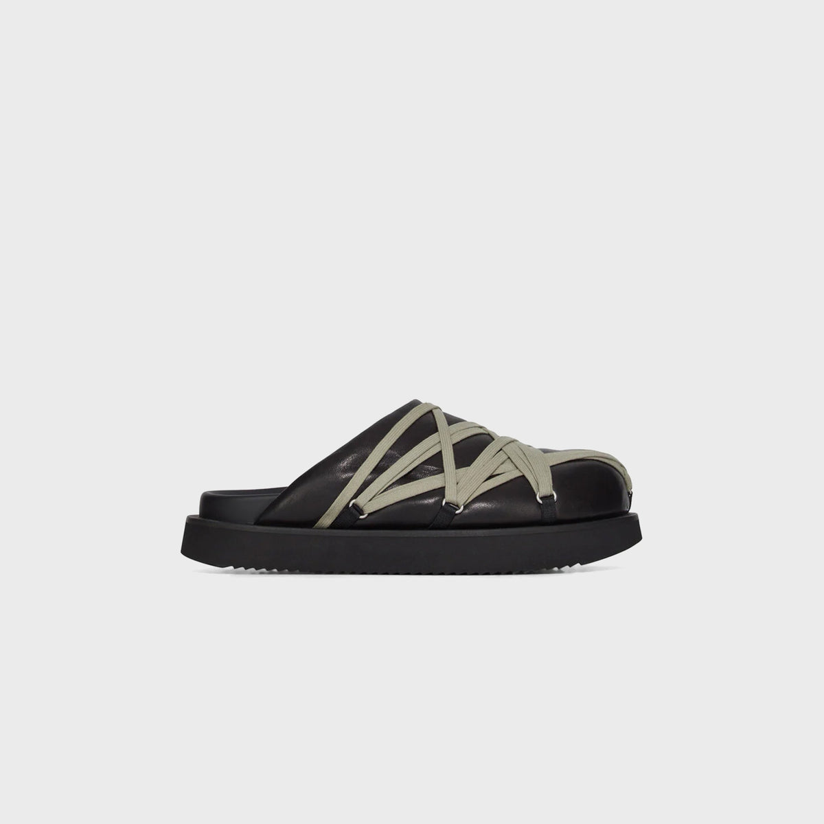 Rick Owens Temple Megalace Slides - Black / Pearl Grey Rick Owens