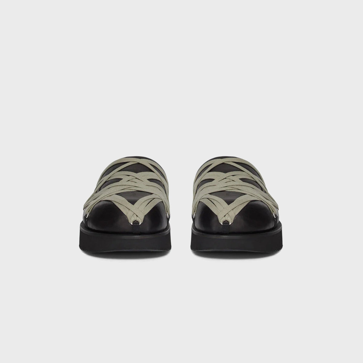 Rick Owens Temple Megalace Slides - Black / Pearl Grey Rick Owens