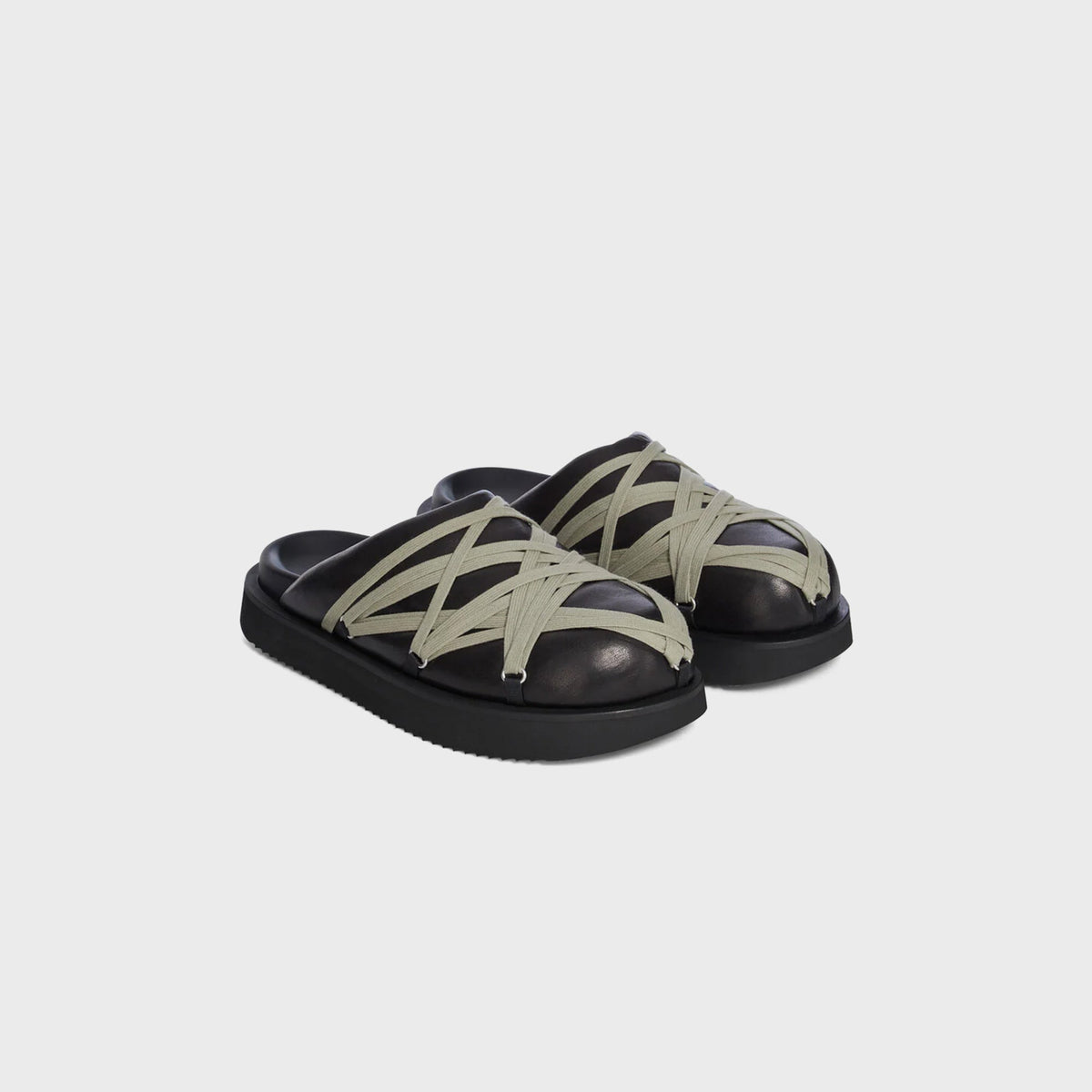 Rick Owens Temple Megalace Slides - Black / Pearl Grey Rick Owens
