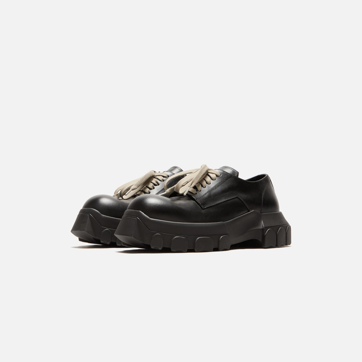 Rick Owens Laceup Bozo Tractor - Black /Black Scarpe in Pelle Rick Owens