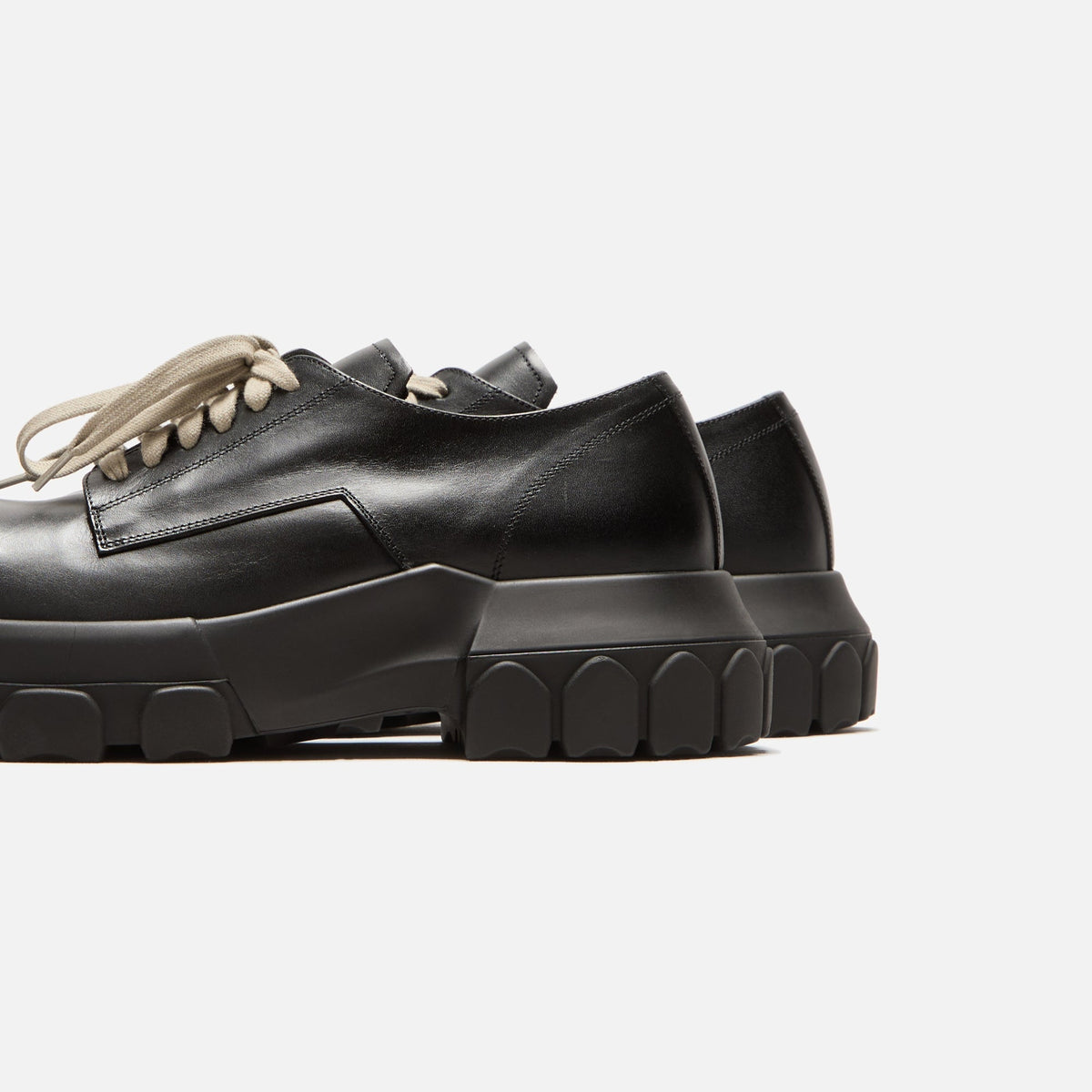Rick Owens Laceup Bozo Tractor - Black /Black Scarpe in Pelle Rick Owens