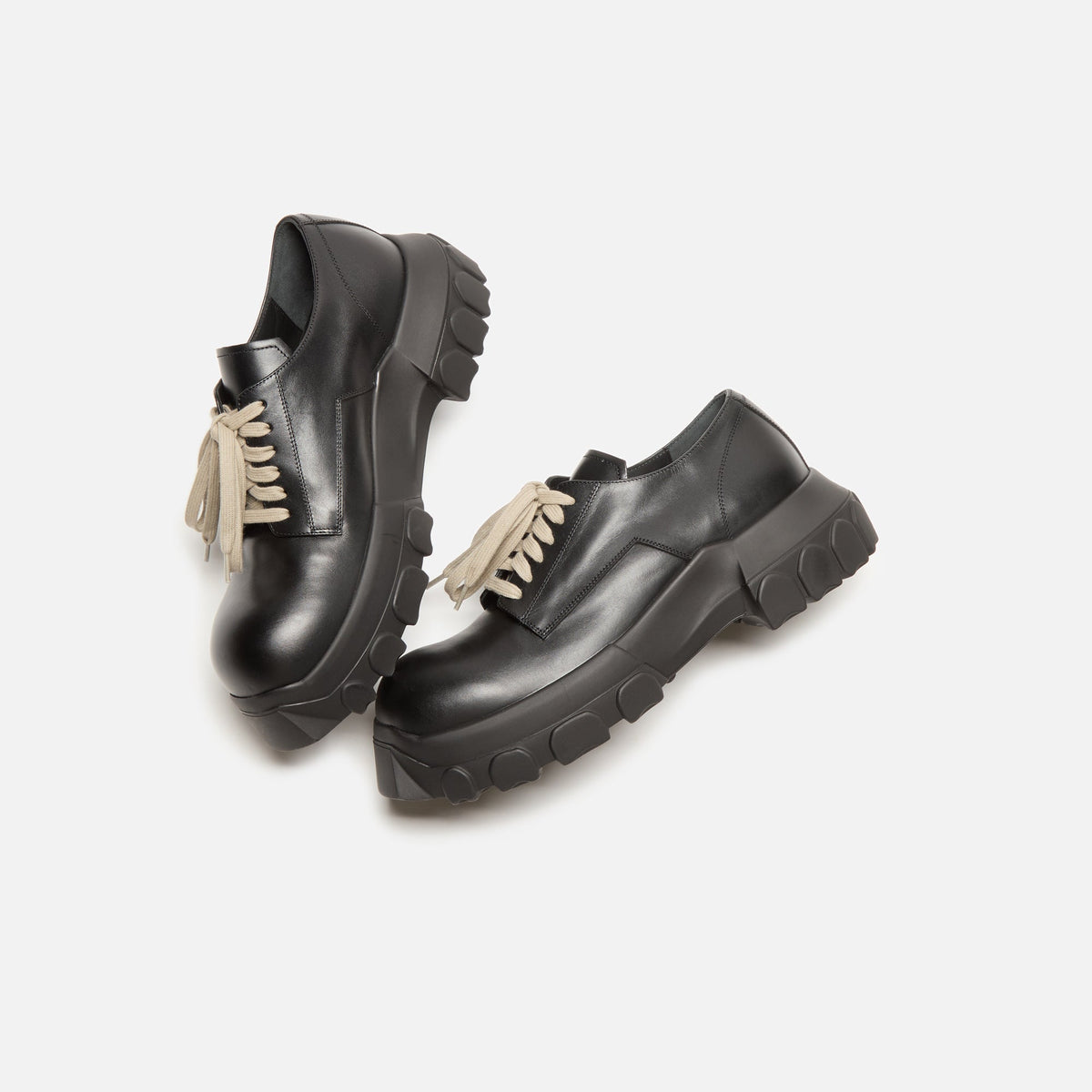 Rick Owens Laceup Bozo Tractor - Black /Black Scarpe in Pelle Rick Owens