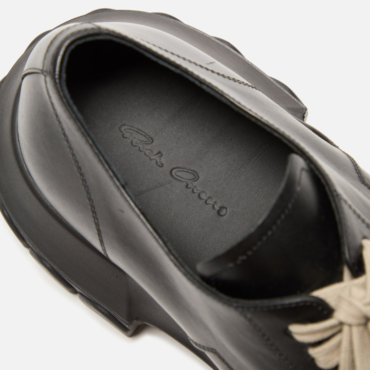 Rick Owens Laceup Bozo Tractor - Black /Black Scarpe in Pelle Rick Owens