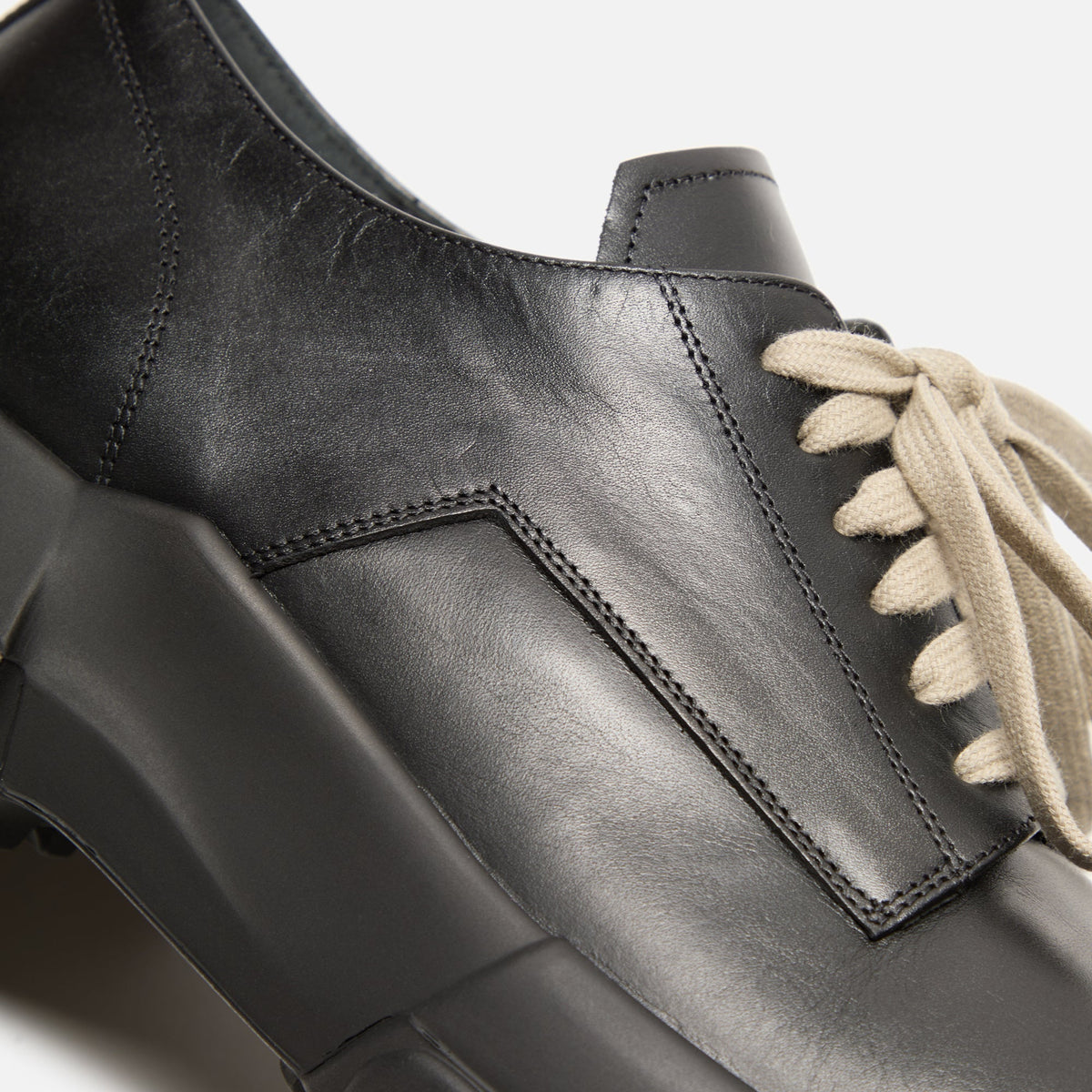 Rick Owens Laceup Bozo Tractor - Black /Black Scarpe in Pelle Rick Owens