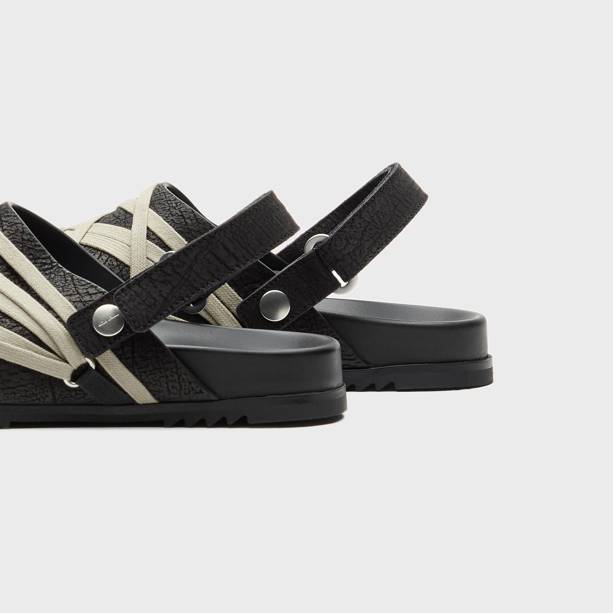 Rick Owens Megalace Mule Granola Mules- Pelle Black Rick Owens