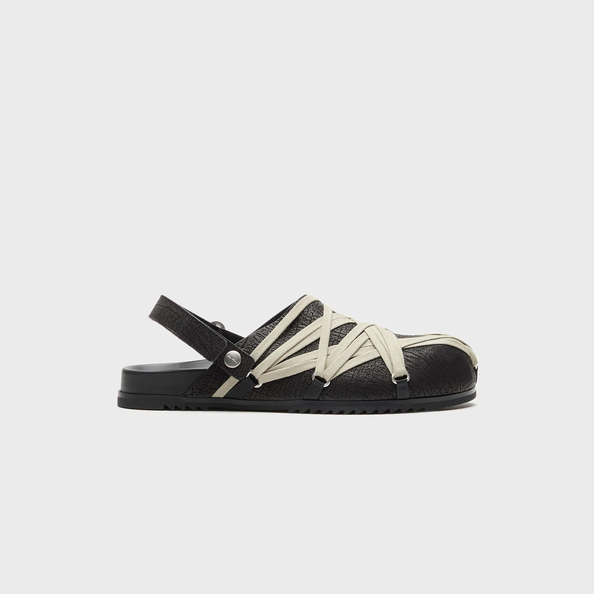 Rick Owens Megalace Mule Granola Mules- Pelle Black Rick Owens