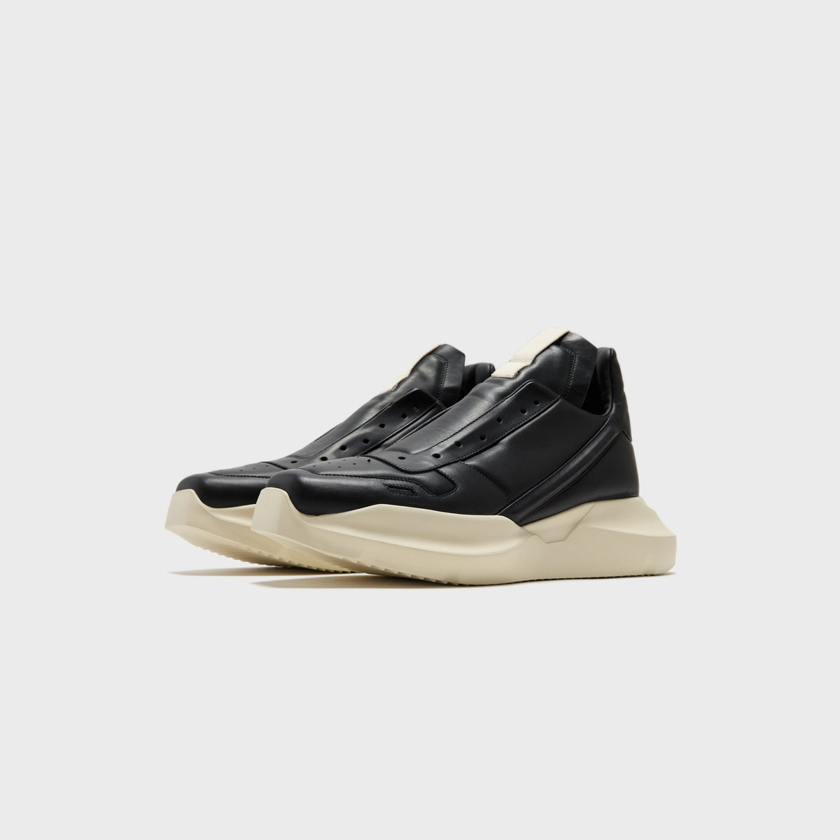 Rick Owens Scarpe Pelle Geth Runner - Black / Milk / Milk Rick Owens