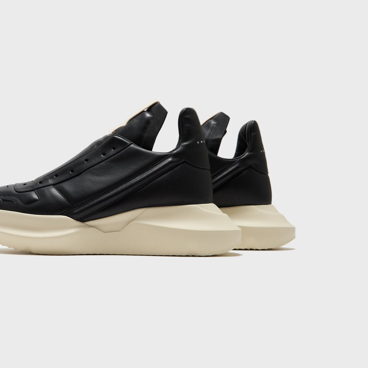 Rick Owens Scarpe Pelle Geth Runner - Black / Milk / Milk Rick Owens