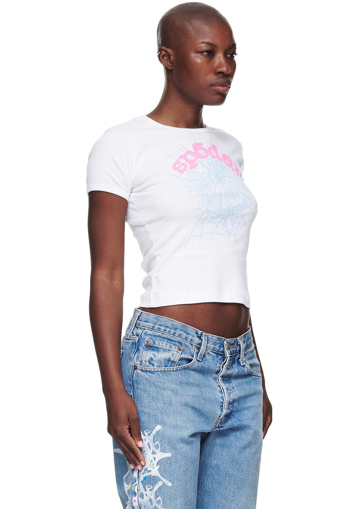 Sp5der White OG Web Baby Tee