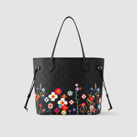 Louis Vuitton x Takashi Murakami Neverfull MM Black Multicolor Empreinte Leather M13675