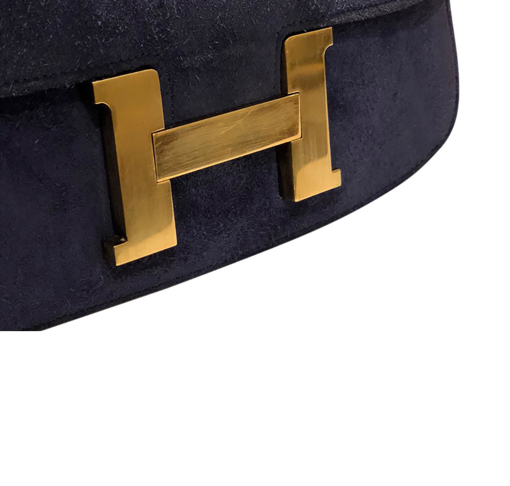 Hermès Constance 24 Vintage Navy Suede Bag GHW Crowned Bag