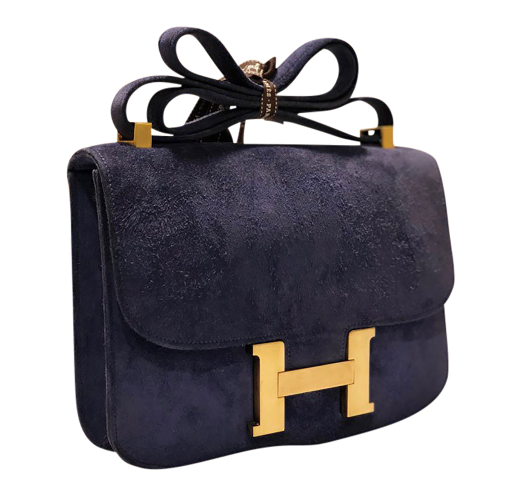 Hermès Constance 24 Vintage Navy Suede Bag GHW Crowned Bag