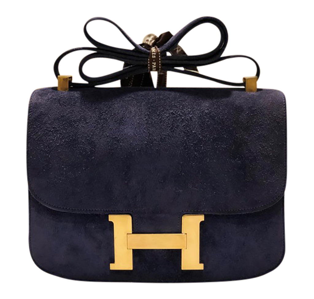 Hermès Constance 24 Vintage Navy Suede Bag GHW Crowned Bag