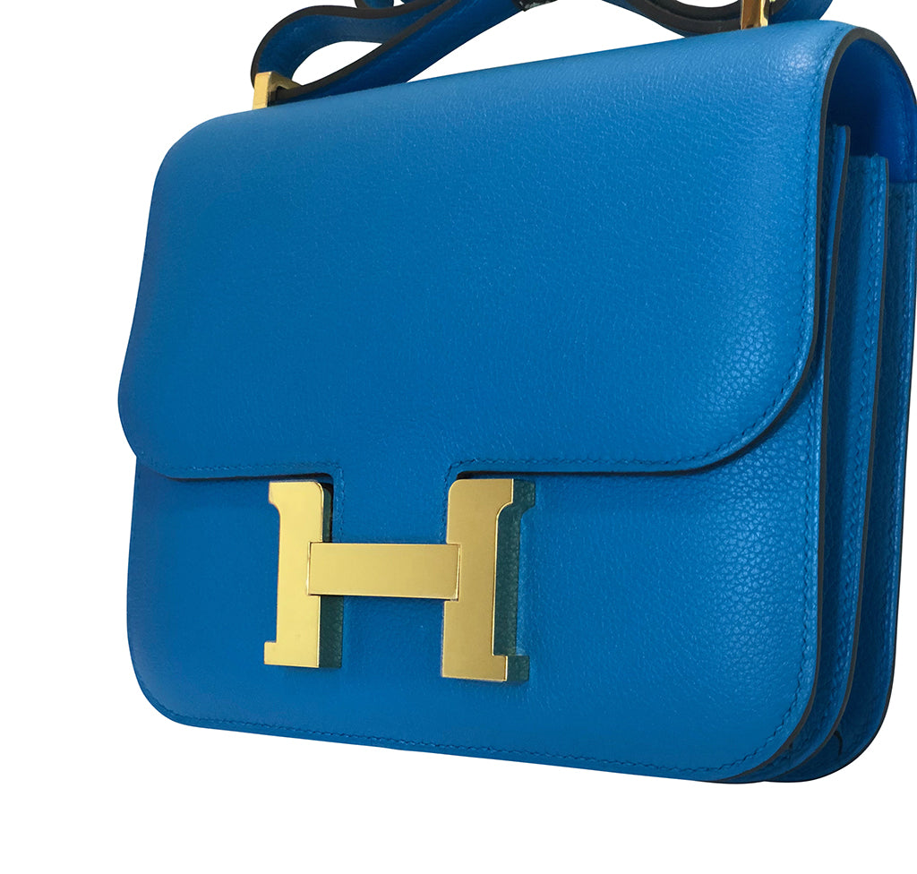 Hermès Constance Mini Blue Zanzibar Epsom GHW Crowned Bag