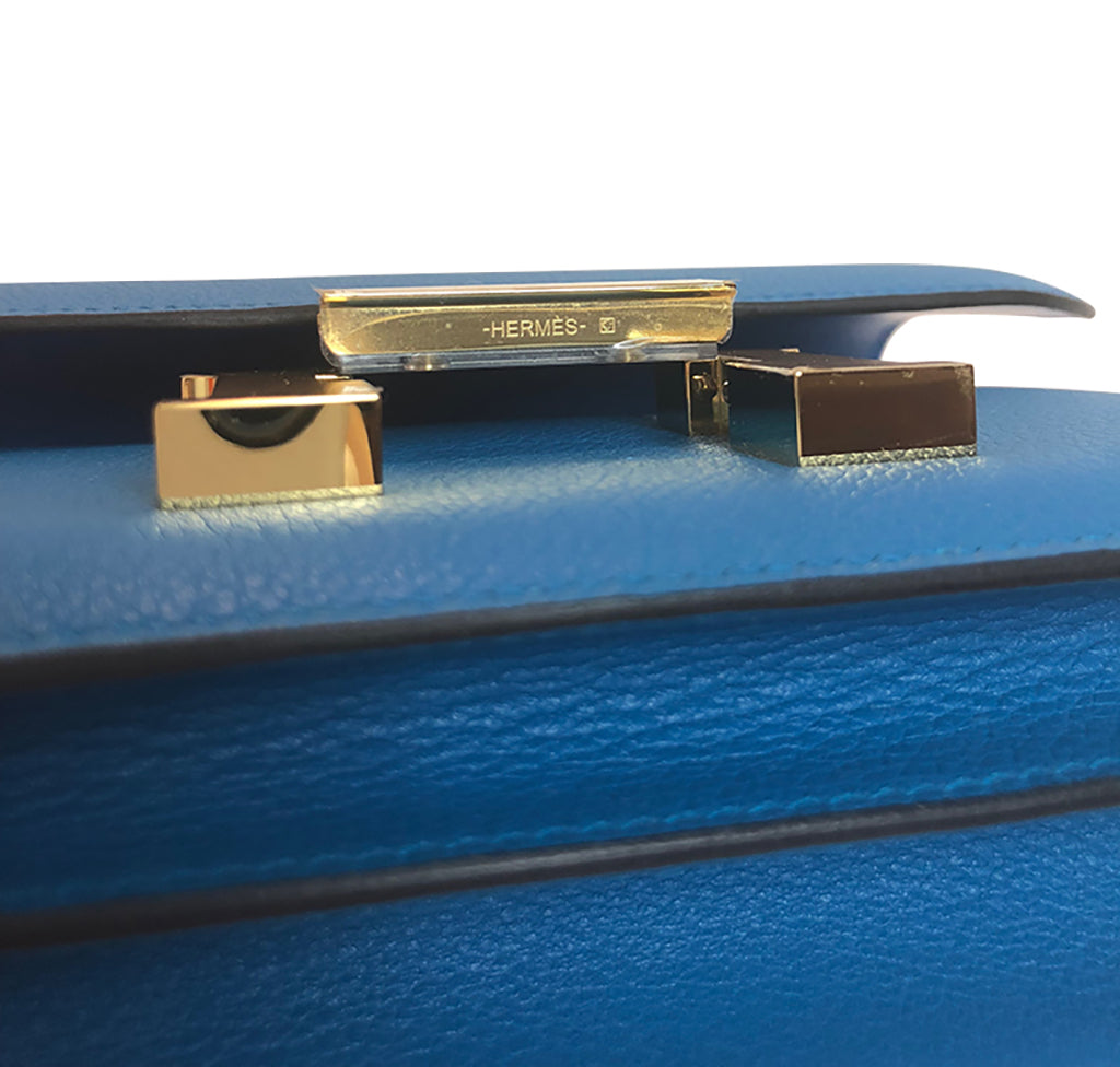 Hermès Constance Mini Blue Zanzibar Epsom GHW Crowned Bag