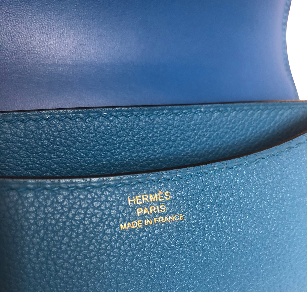 Hermès Constance Mini Blue Zanzibar Epsom GHW Crowned Bag