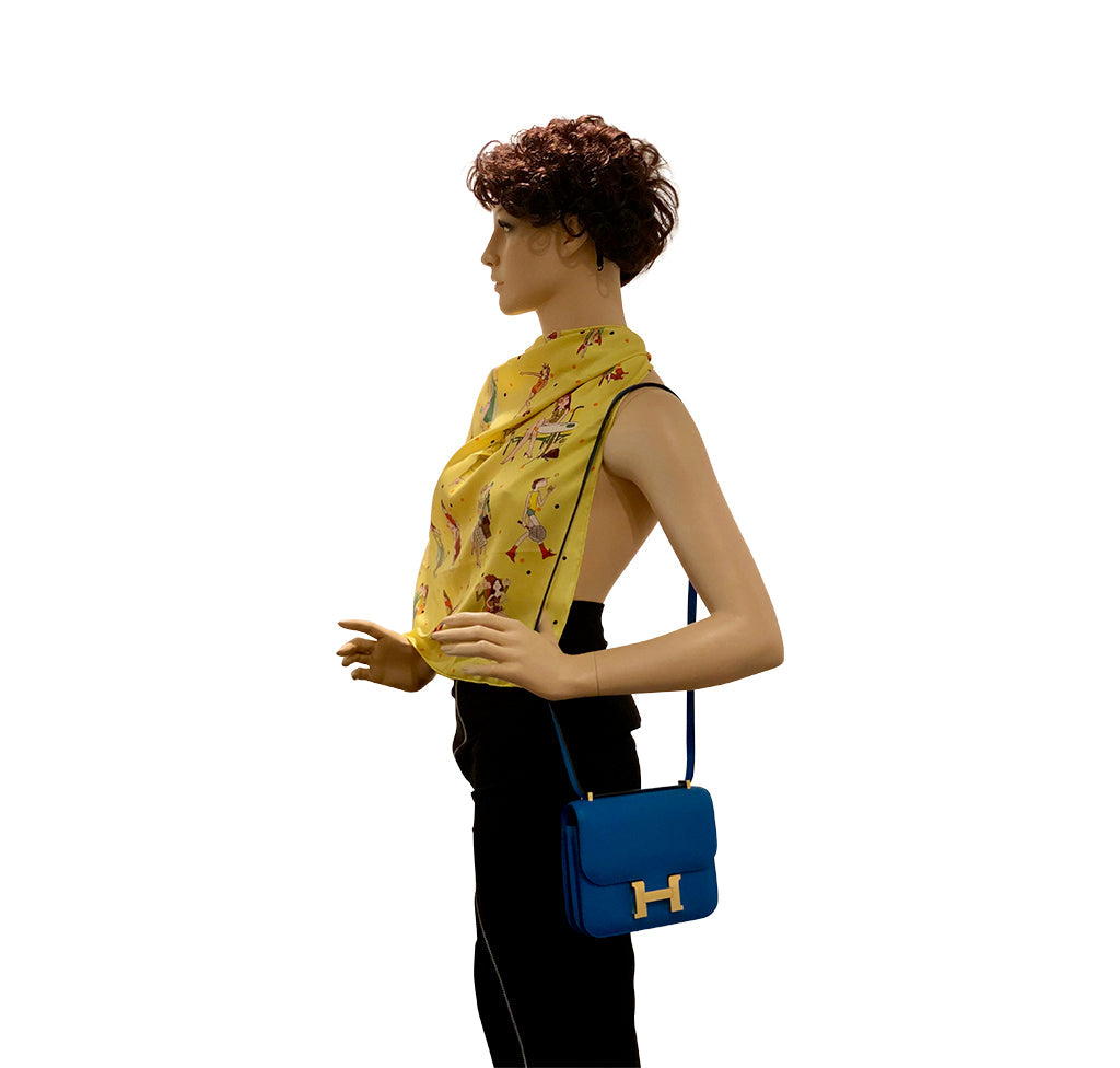 Hermès Constance Mini Blue Zanzibar Epsom GHW Crowned Bag