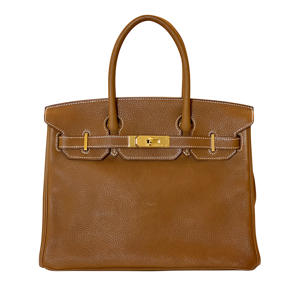 Hermès Birkin 30 Barenia Faubourg Fauve GHW Bag Crowned Bag