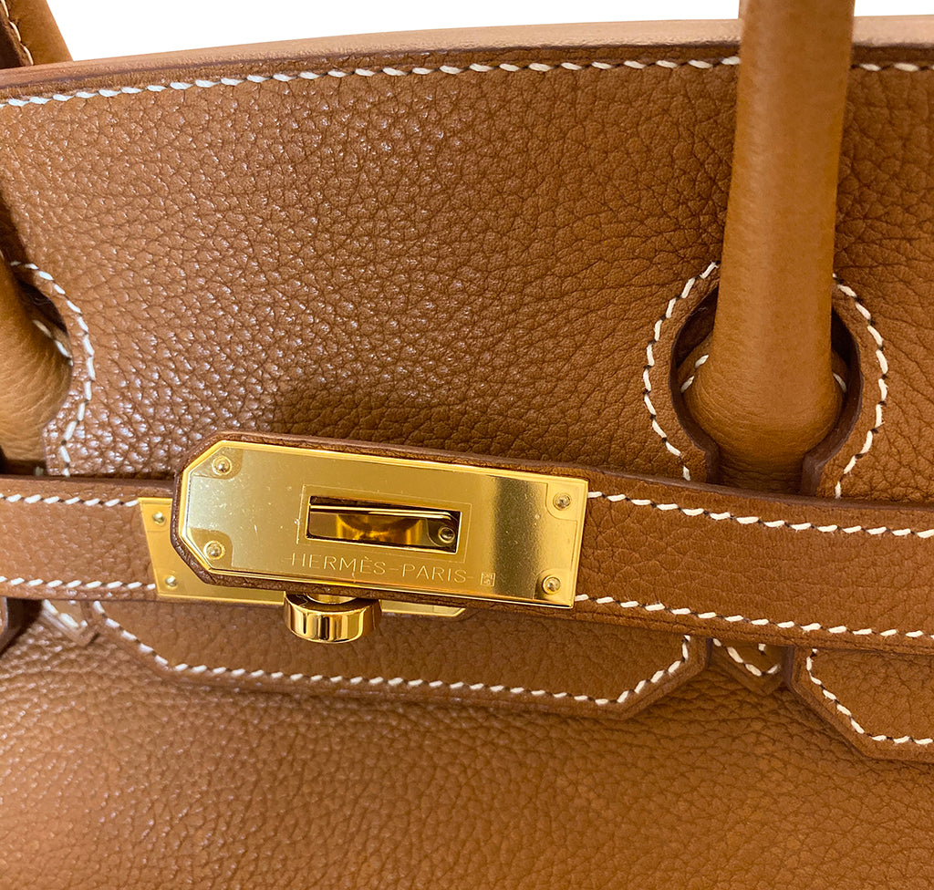 Hermès Birkin 30 Barenia Faubourg Fauve GHW Bag Crowned Bag