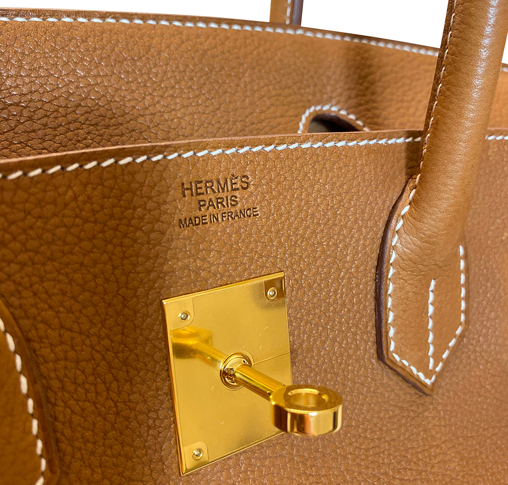 Hermès Birkin 30 Barenia Faubourg Fauve GHW Bag Crowned Bag