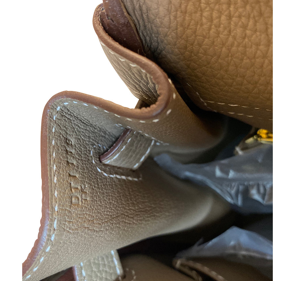Hermès Kelly 35 Etoupe Togo GHW Bag Crowned Bag