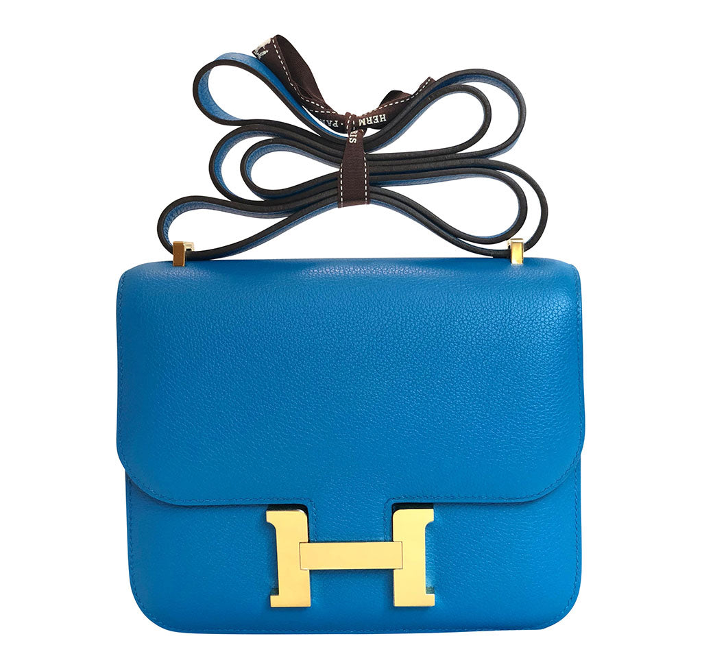 Hermès Constance Mini Blue Zanzibar Epsom GHW Crowned Bag