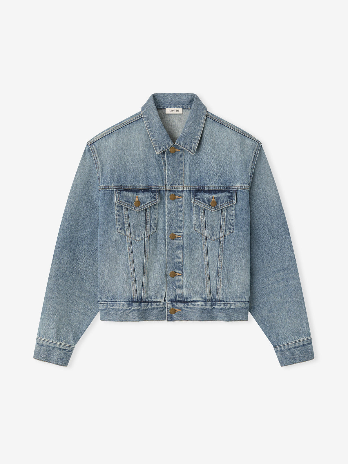 Fear of God Essentials Denim Trucker Jacket Light Indigo BagAg