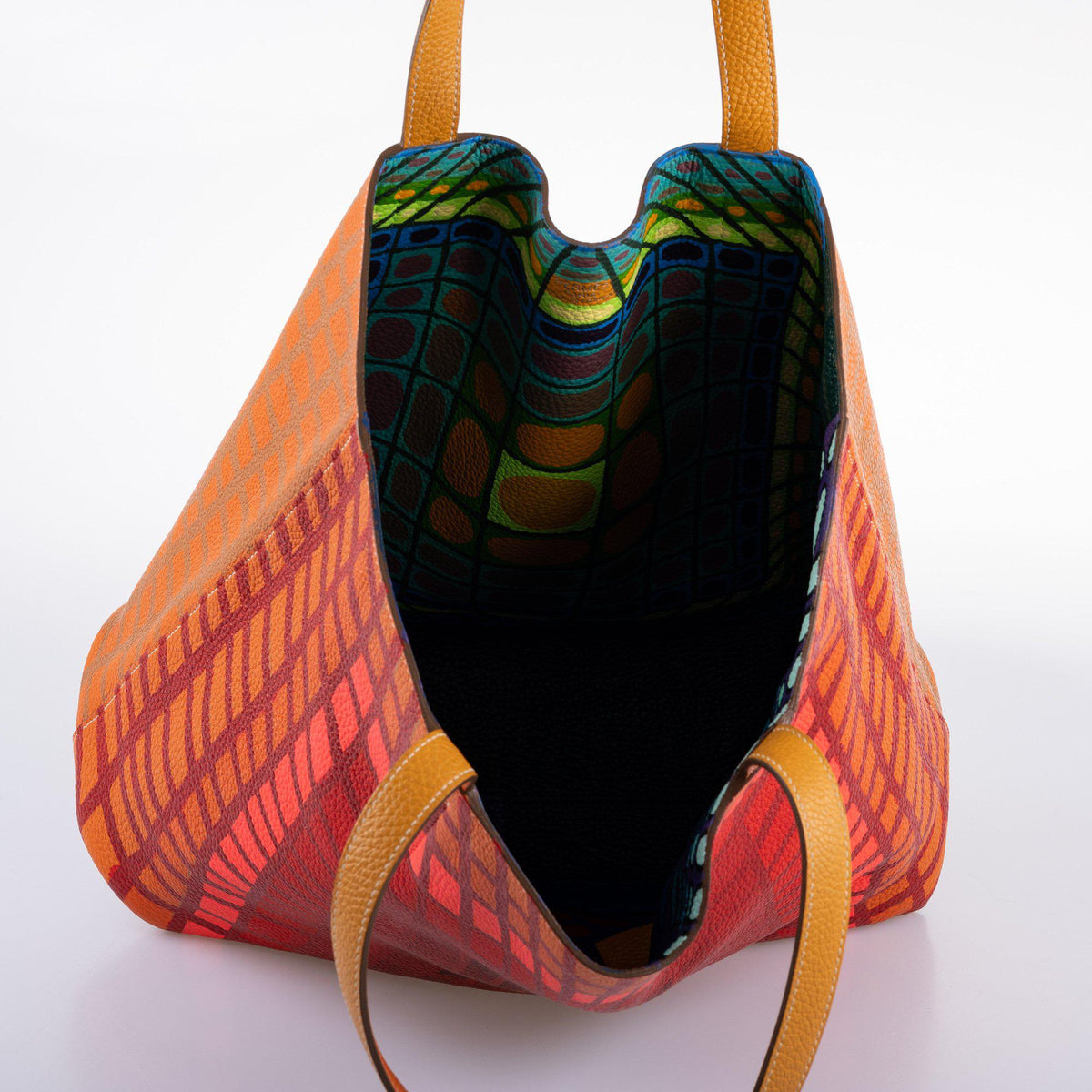Vintage Hermes Double ‘Cyber’ Sens 36 Custom Painted Clemence Reversible Tote Hermes