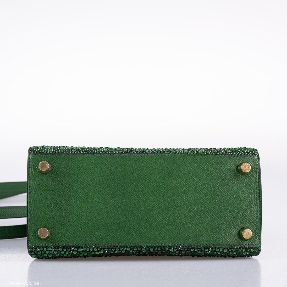 Vintage Hermes Emerald Kelly of Oz with Swarovski Crystals Epsom Gold Hardware Hermes