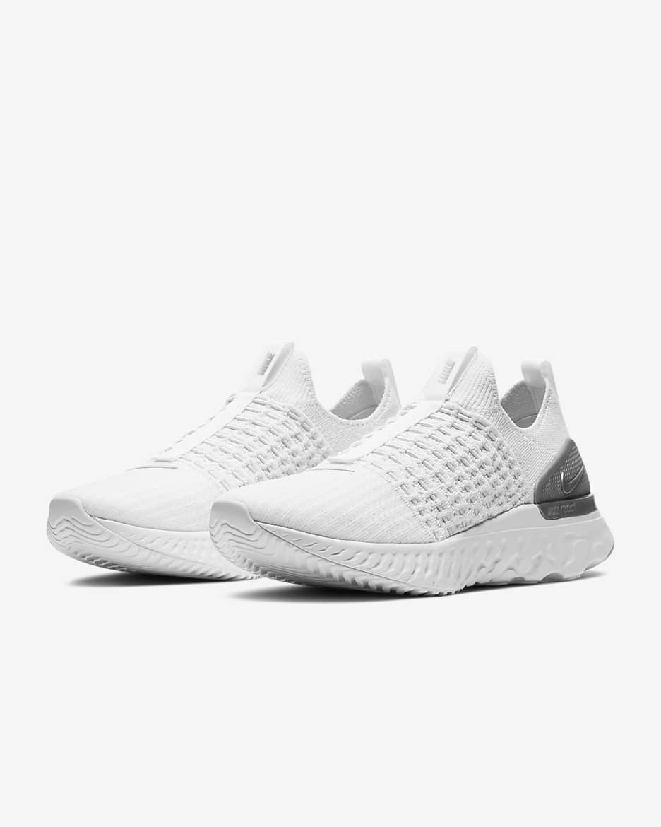 Nike Women's React Phantom Run Flyknit 2 Shoes - White / Pure Platinum / Metallic Silver Nike