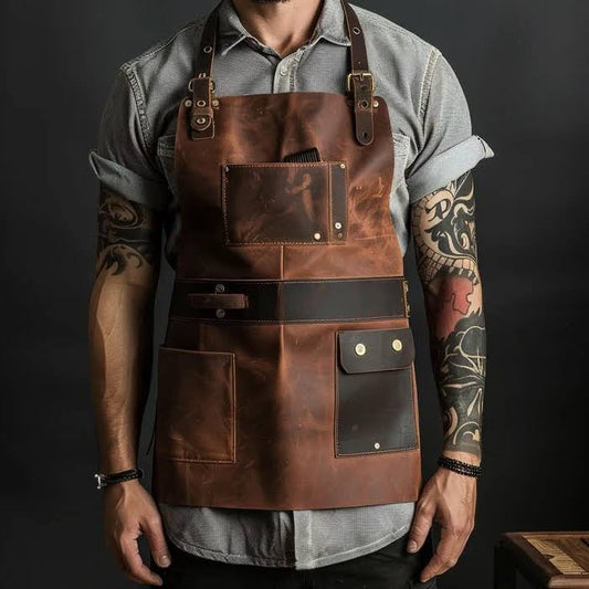 Haircut Master Genuine Cowhide Leather Barber Apron – Professional Grade