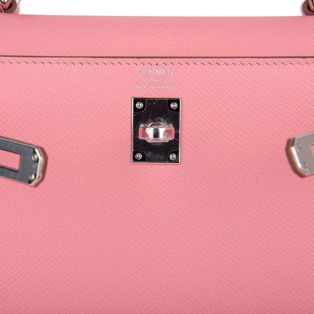 Hermès Kelly Sellier 25 Pink Rose Confetti Epsom PHW Bag Crowned Bag