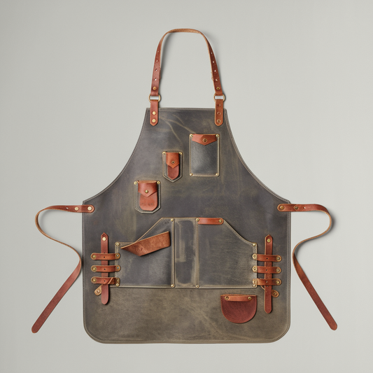 CocktailCraft Signature Crazy Horse Leather Mixologist Apron – Premium Bar