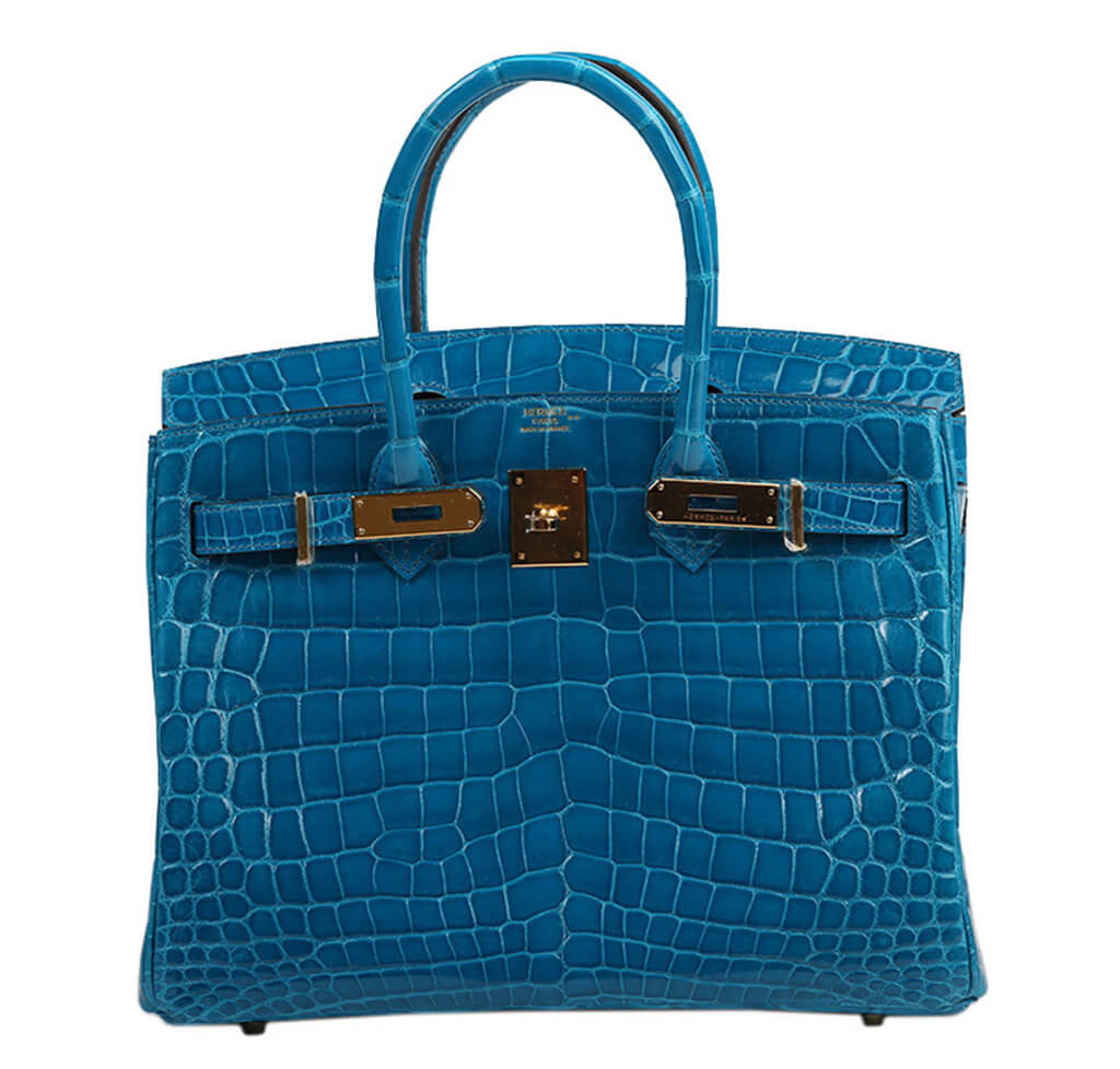 Hermès Birkin 30 Bag Blue Izmir Crocodile Crowned Bag