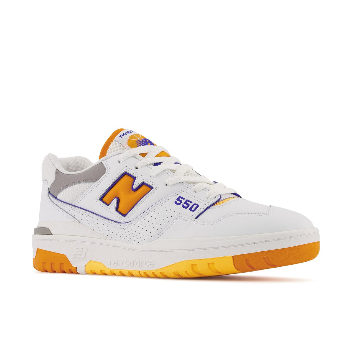 New Balance Men's 550 Lakers Shoes - White / Vibrant Orange / Purple New Balance