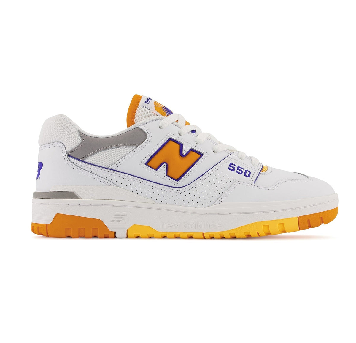 New Balance Men's 550 Lakers Shoes - White / Vibrant Orange / Purple New Balance
