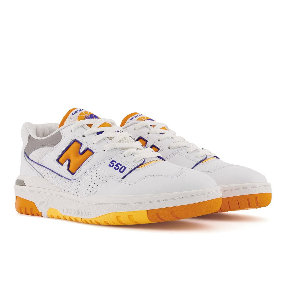New Balance Men's 550 Lakers Shoes - White / Vibrant Orange / Purple New Balance
